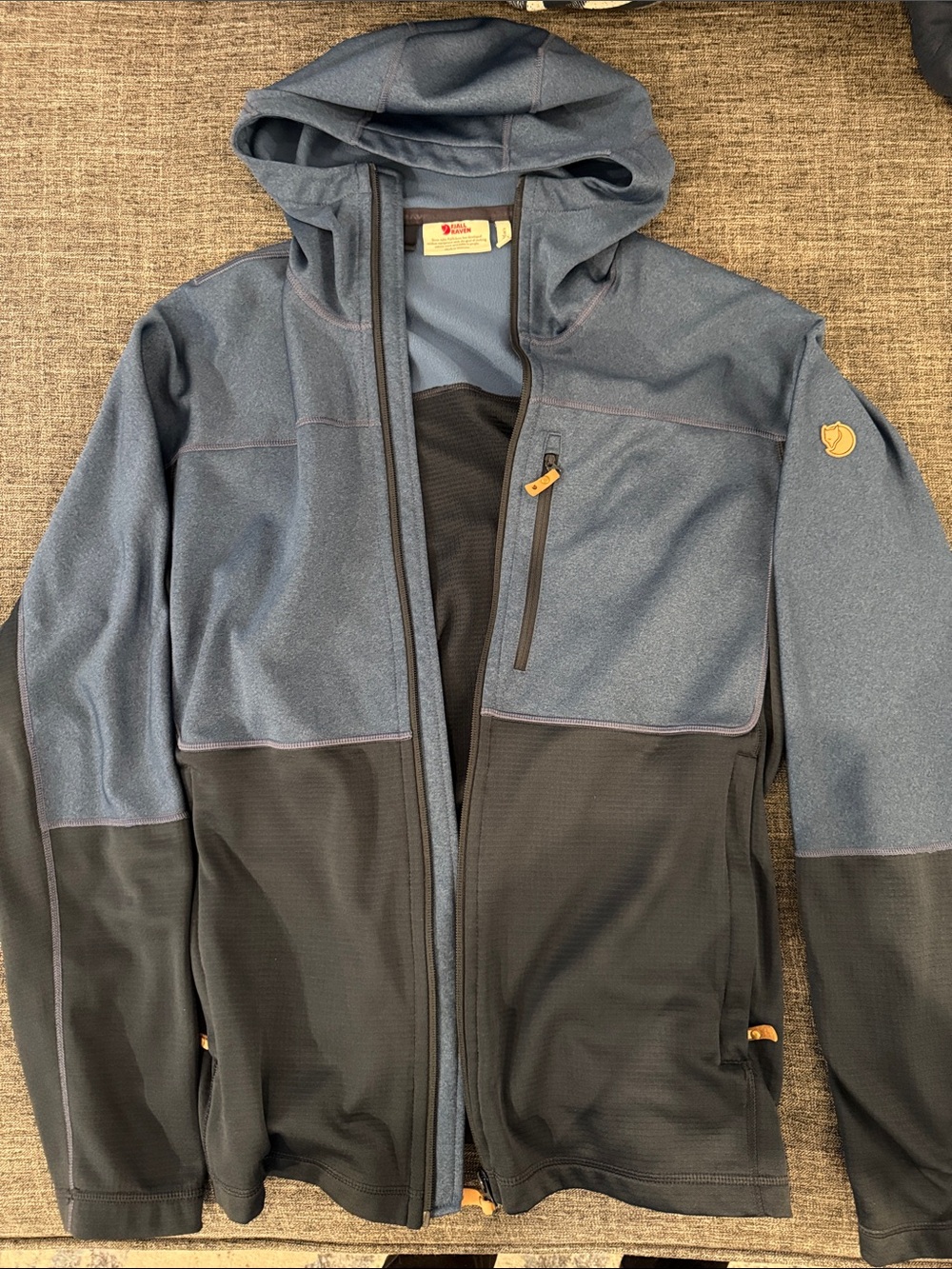 Men's Fjallraven Two-Tone Blue/Black Hooded Jacket